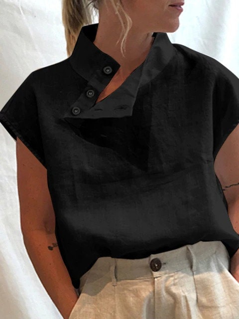 Classic Linen V-neck Blouse Women Summer and Spring Ladies - Etsy