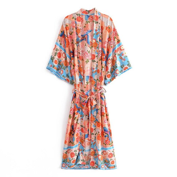 Boho Kimono Boho Summer Kimono Dress Bohemian Robe Women Etsy