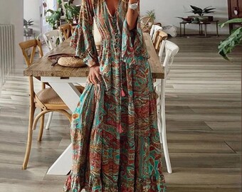 general3 Women Elegant Knitted Suspender Print Tourist Beach Open-Forked Loose Long Maxi Dress general3 Women Elegant Knitted Suspender Print Tourist Beach Open-Forked Loose Long Maxi Dress