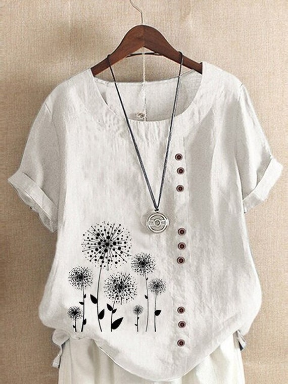 Classic Linen V-neck Blouse Women Summer and Spring Ladies - Etsy