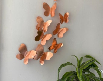 Butterfly artwork, copper wall hanging, 8th anniversary gift, 3rd anniversary gift, butterfly sculpture, butterfly wall decoration,