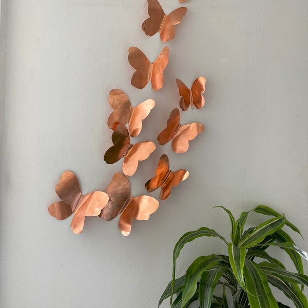 Butterfly artwork, copper wall hanging, 8th anniversary gift, 3rd anniversary gift, butterfly sculpture, butterfly wall decoration,