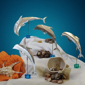 Dolfijn kunst aan de muur, oceaankunstwerk, dolfijnornament, schoonvadergift, dolfijndecoratie, oceaanmetaalkunst aan de muur,