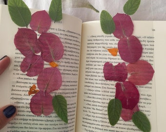 Bougainvillea bookmarks, spring artwork, flowery bookmarks, custom bookmarks, unique bookmarks, tiny dried flowers , dried wild flowers