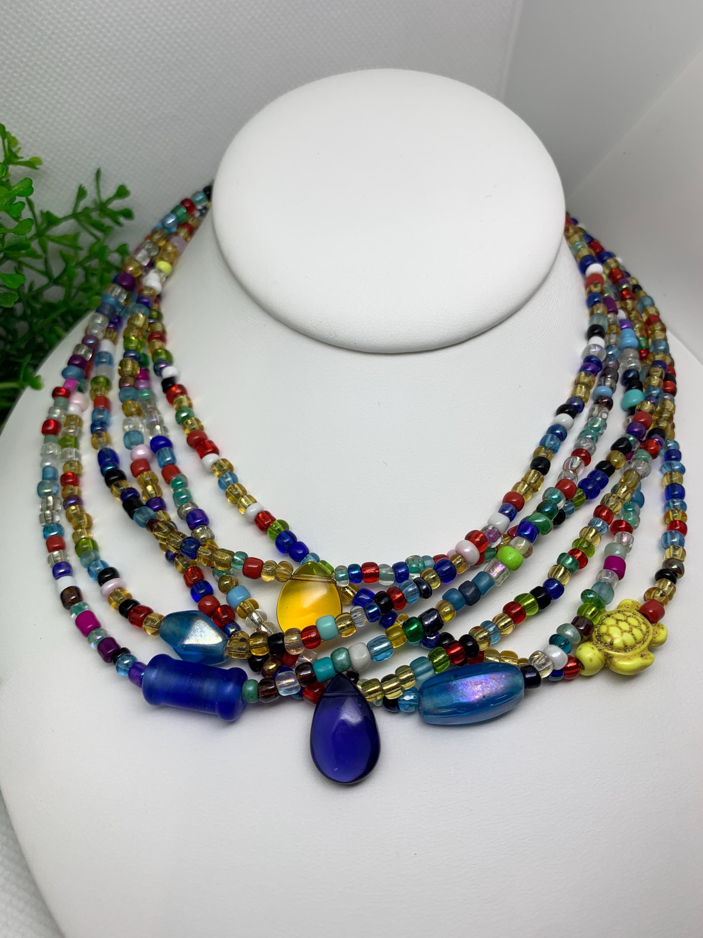 Beaded Necklace With Focal Bead - Etsy