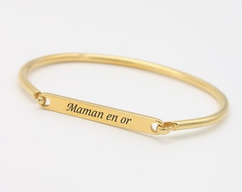 Personalized women's first name bangle bracelet, Valentine's Day jewelry gift idea, engraved bracelet, Mom, Birth, Grandma, Godmother, Bridesmaid