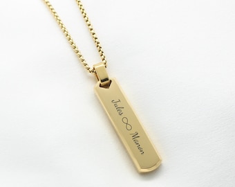 Personalized engraved rectangular pendant necklace Jewelry men&#39;s necklace birth Dad Godfather initial gift first name couple Valentine&#39;s Day