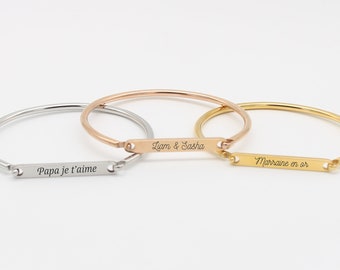 Personalized women's first name bangle bracelet, Valentine's Day gift idea engraved bracelet jewelry Mom Birth Grandma Godmother Bridesmaid