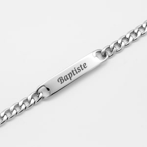 Bracelet Homme Personnalisable En Acier Inoxydable - Gourmette Gravée - Cadeau Saint Valentin, Fête Des Pères, Anniversaire