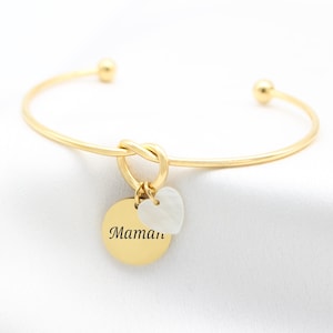 Personalized Bracelet Gift Idea Mother's Day Gift Mom Bangle Bracelet Knot Name, Engraved Women's Jewelry Bracelet Godmother Birth Grandma