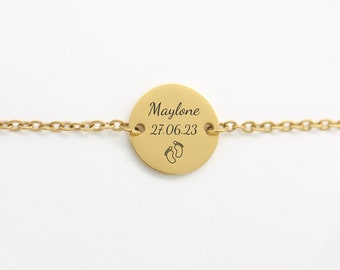 Bracelet Personnalisé prénom femme Idée cadeau bijou bracelet Maman Marraine Naissance Mamie breloque Demoiselle d'Honneur fête des Mères