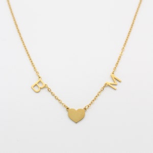 Collar personalizado nombre letra inicial corazón alfabeto amigo pareja, regalo de cumpleaños idea joyería mujer madrina mamá acero inoxidable