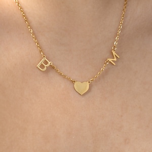 Collar de nombre letra inicial corazón alfabeto amigo pareja, collar personalizado, idea de regalo de cumpleaños para mujeres, madrina mamá abuela