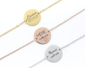 Bracelet Personnalisé prénom femme, Idée cadeau bijou Saint-Valentin bracelet gravé Maman Naissance Mamie Marraine Demoiselle d'Honneur