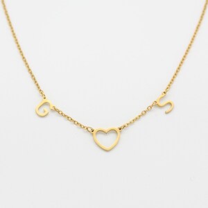 Collier prénom lettre personnalisé cœur initiale alphabet ami couple, idée cadeau danniversaire bijou femme maman marraine acier inoxydable image 3