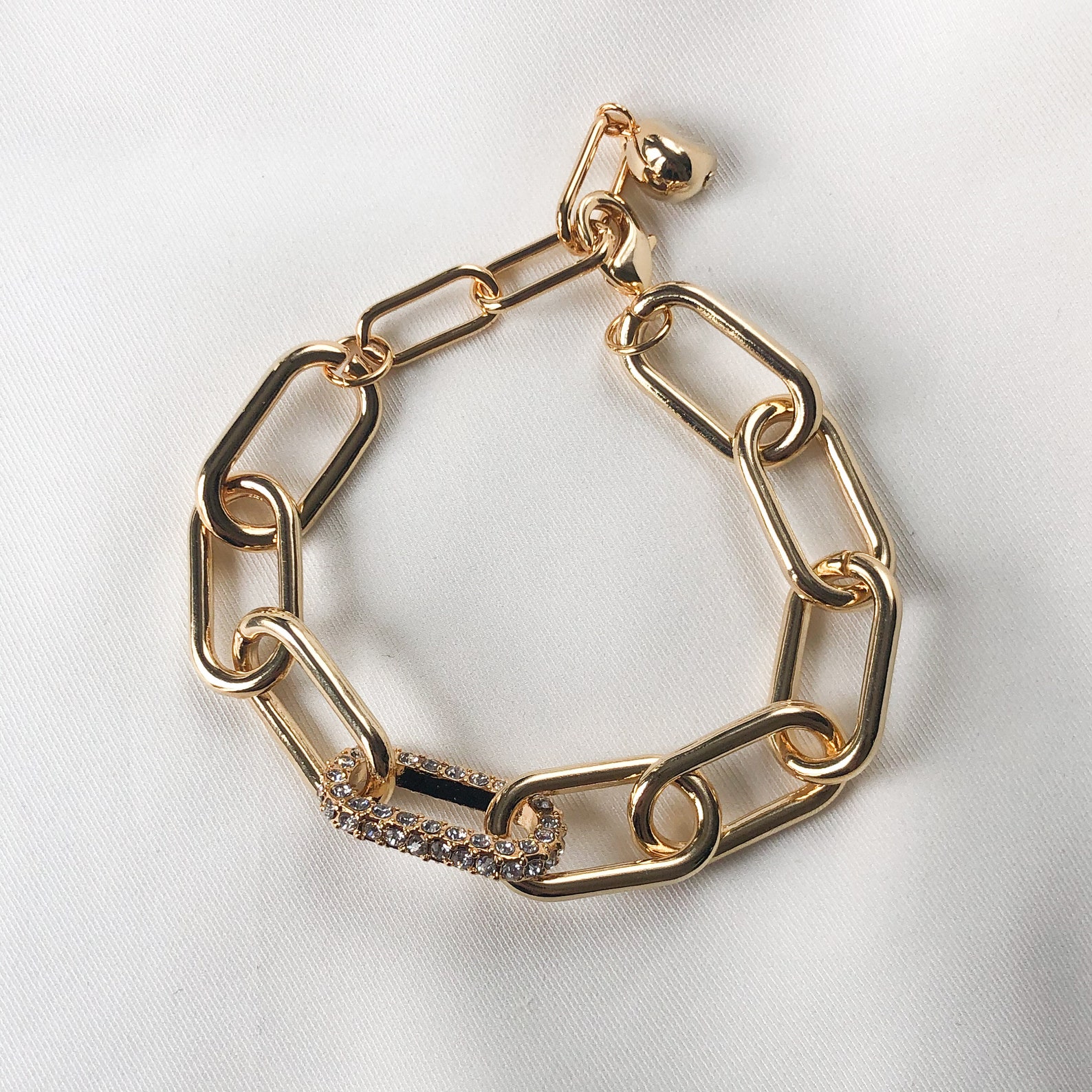 Bracelet acier inoxydable doré zirconium strass ajustable Etsy