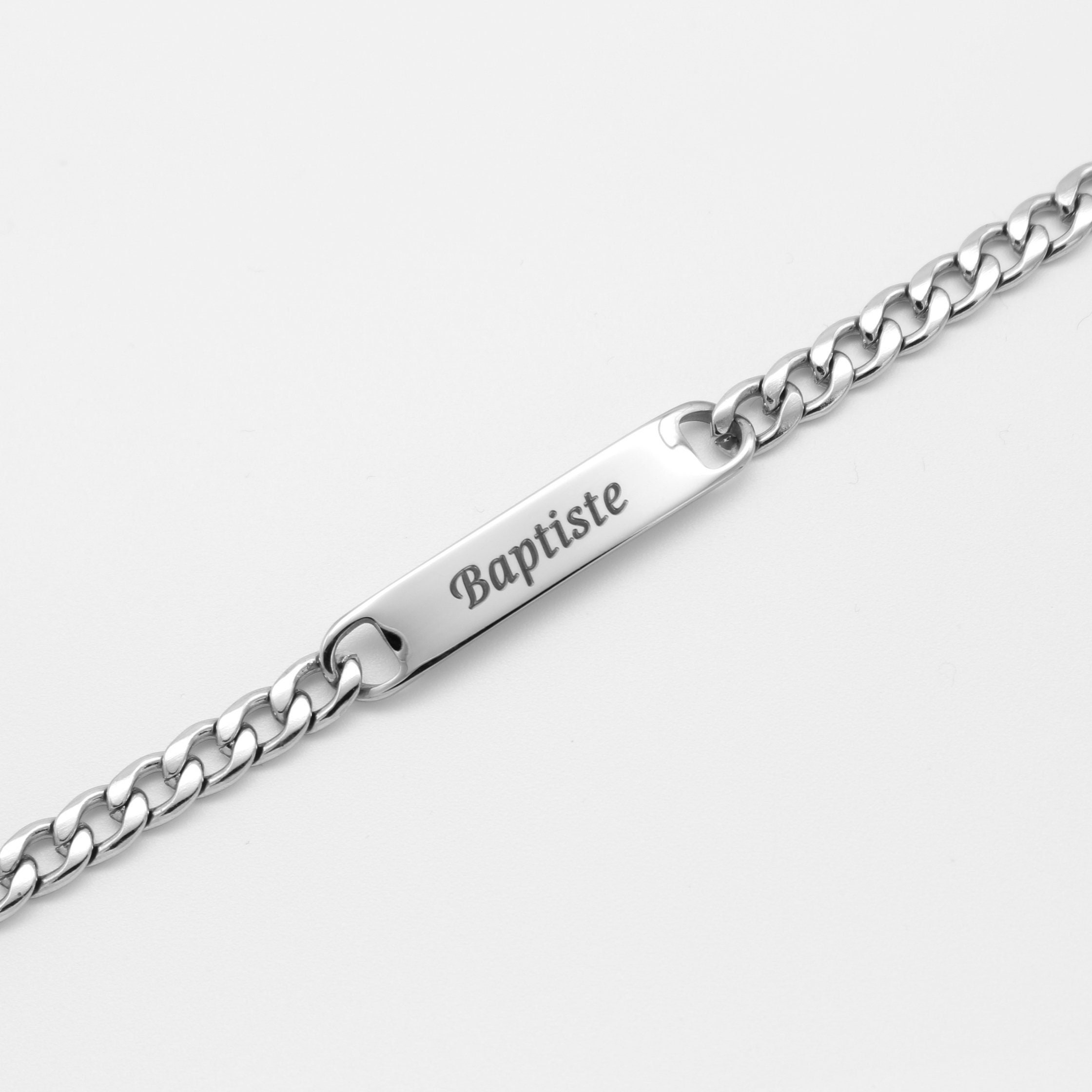 Gourmette Bracelet Homme Prénom ROMAIN En Argent Massif (sterling) - Style Vintage