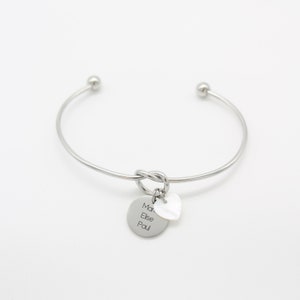 Bracelet Jonc Nœud Personnalisé prénom, Idée cadeau marraine, bijou femme gravé bracelet Marraine demande annonce Naissance Maman Filleul image 2