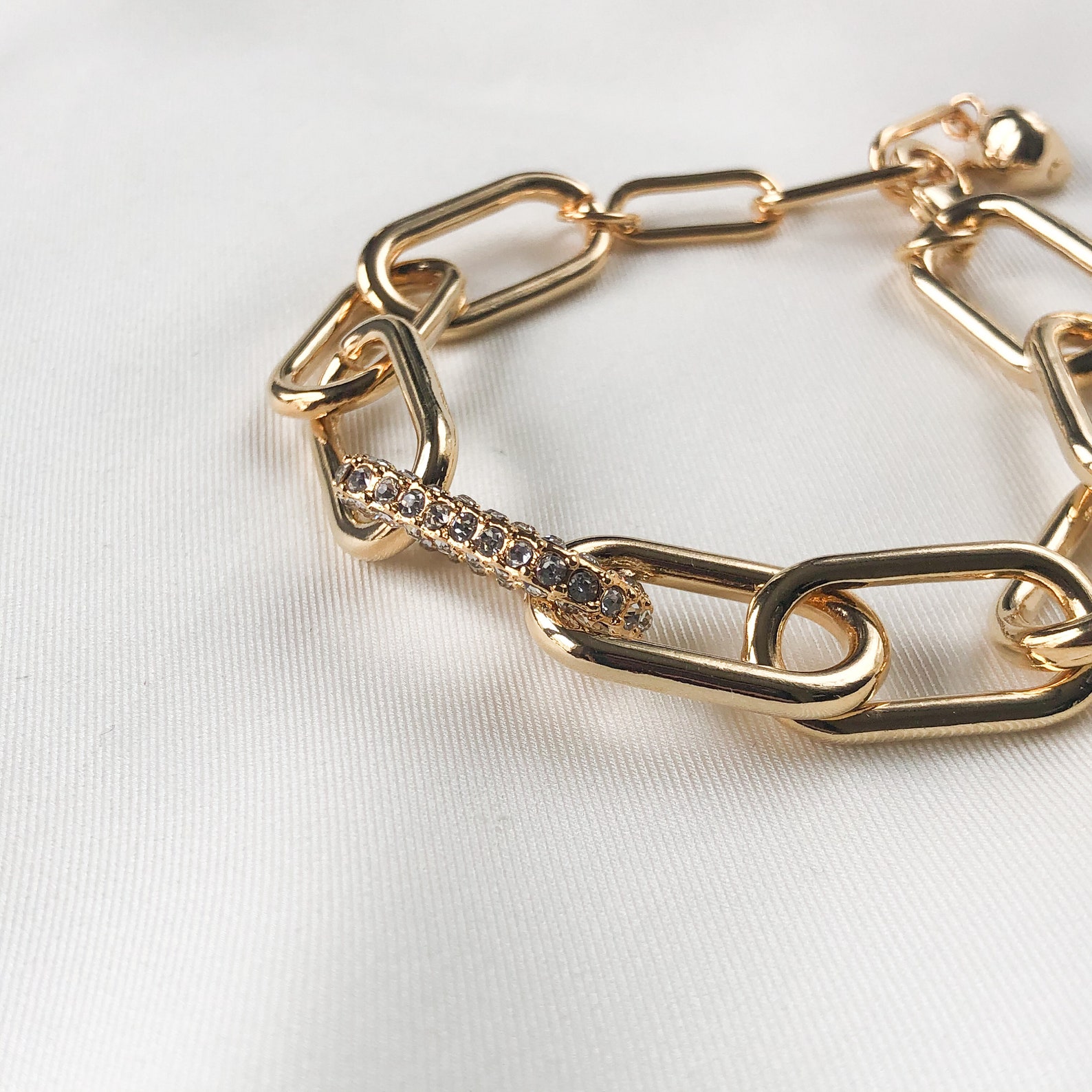 Bracelet acier inoxydable doré zirconium strass ajustable Etsy