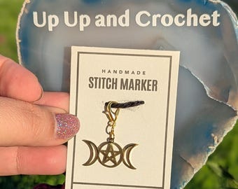 Triple Moon Stitch Markers - Goddess Progress Keepers
