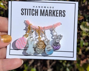 Easter Friends Stitch Markers - Spring progress keeper, glitter crochet gift, knitting notion, holographic glitter
