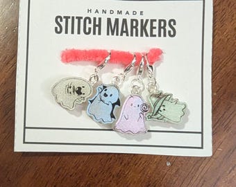 Ghost Friends Stitch Markers - Halloween progress keeper, spooky season crochet gift, knitting notion