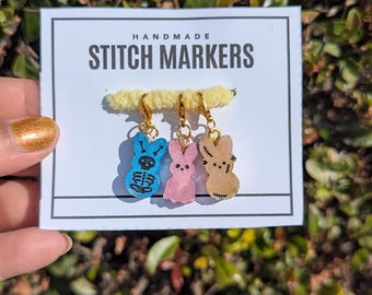 Creepy Easter Bunny Stitch Markers: Glitter Crochet Knitting Notions