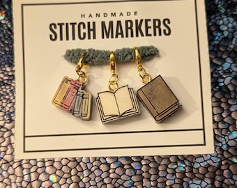 Book Stitch Markers - Library progress keeper, booktok, crochet gift, knitting notion, librarian gift