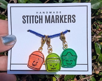 Glow in the Dark Boo Buckets Halloween Stitch Markers: Crochet/Knitting Progress Keepers