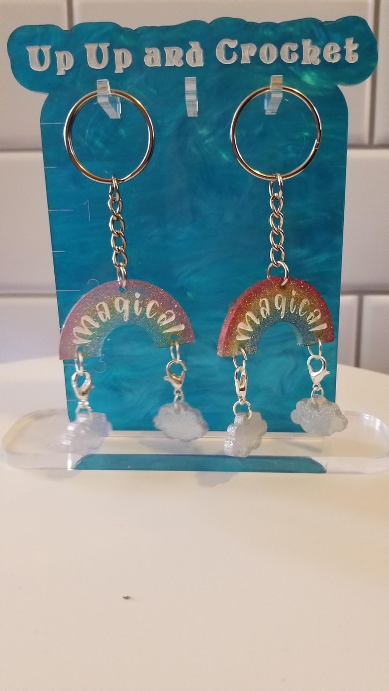 Holographic Rainbow Stitch Marker Keychain Etsy