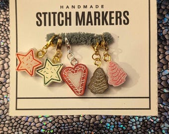 Holiday Treats Stitch Markers: Christmas Cookies Progress Keepers