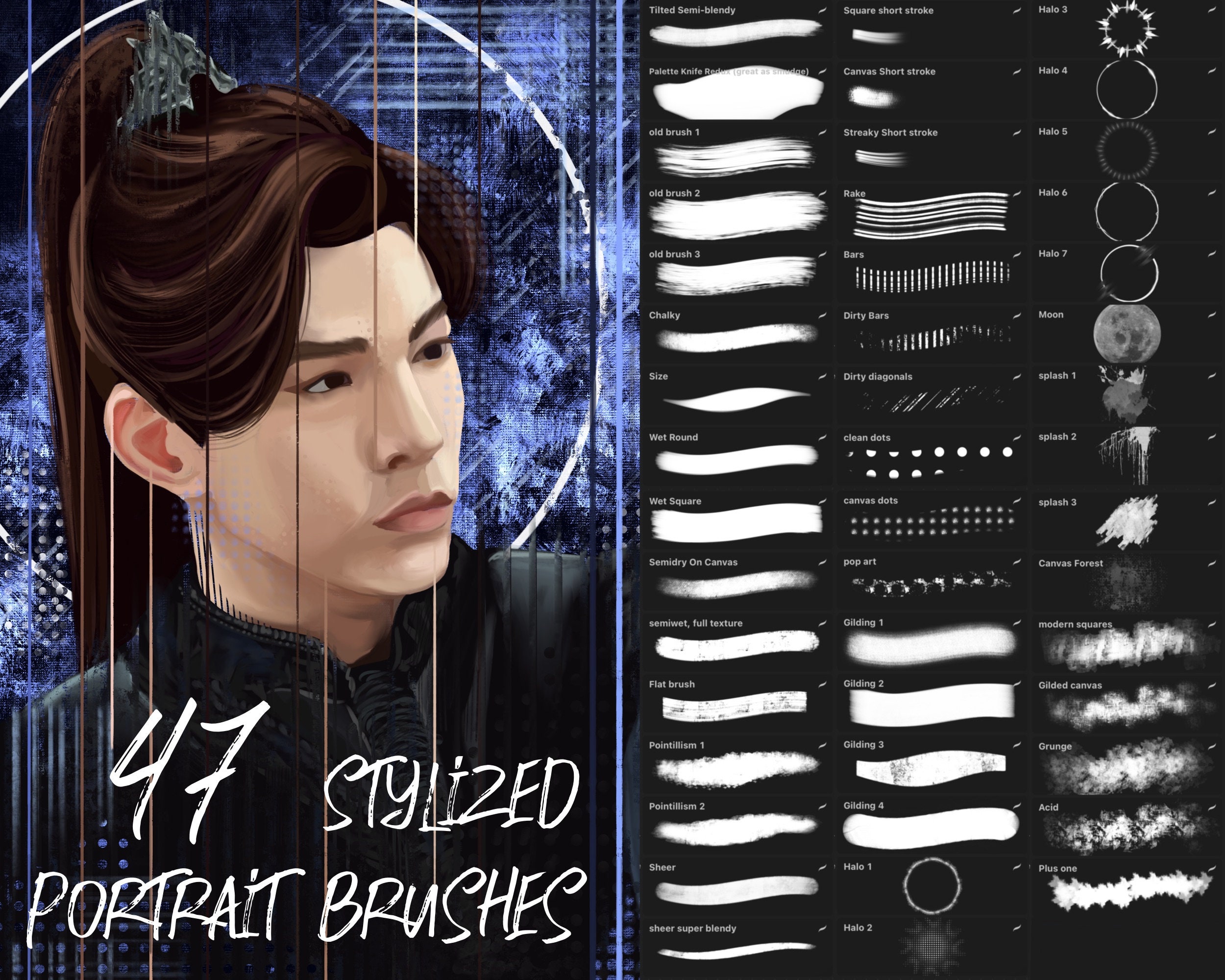 Stylized Portrait Brushes for Procreate - Etsy