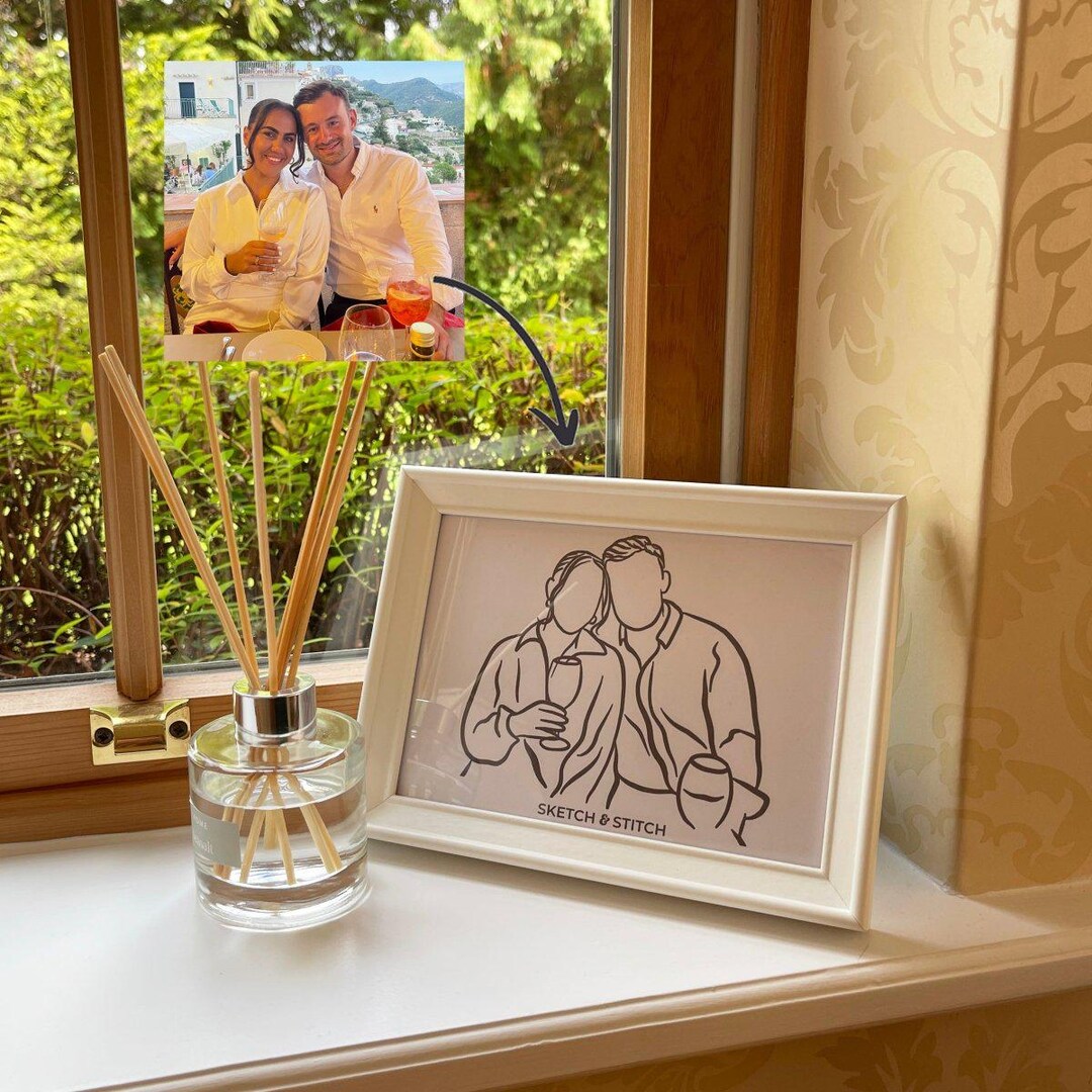 Custom Photo Outline Custom Photo Outline Drawing Frame- Custom Line Art- – Custom Outline ...