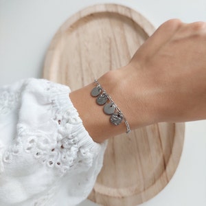 Rectangular mesh chain bracelet stainless steel charm charms medals to personalize with engraving unique gift love gift idea