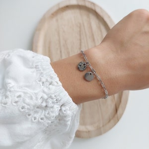 Rectangular mesh chain bracelet stainless steel charm charms medals to personalize with engraving unique gift love gift idea
