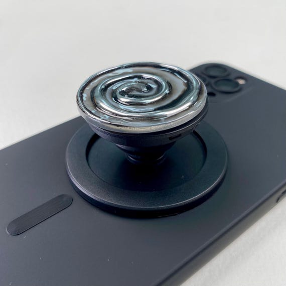 Dark Spiral Handmade Resin Phone Grip Stand, Adhesive or Magnetic Grip, Collapsible Phone Holder, Gothic Alternative Aesthetic Gift