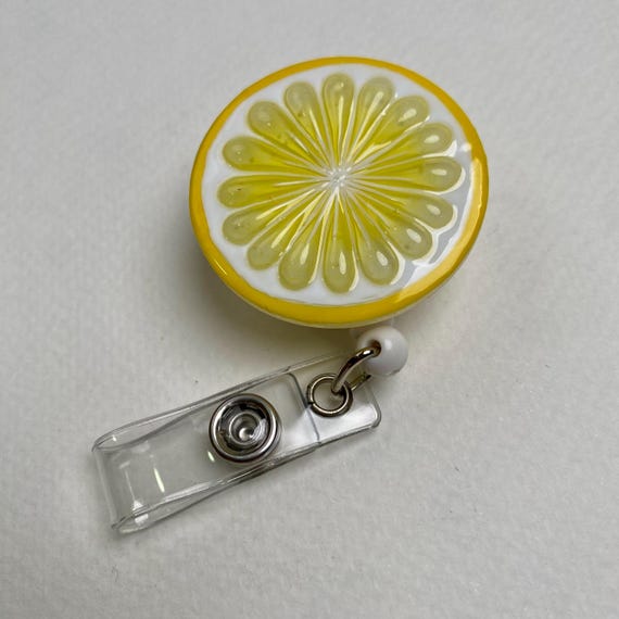 Handmade UV Resin 3D Lemon Slice Badge Reel – Cute Lime Retractable ID Holder for Nurses, Teachers & Office Staff