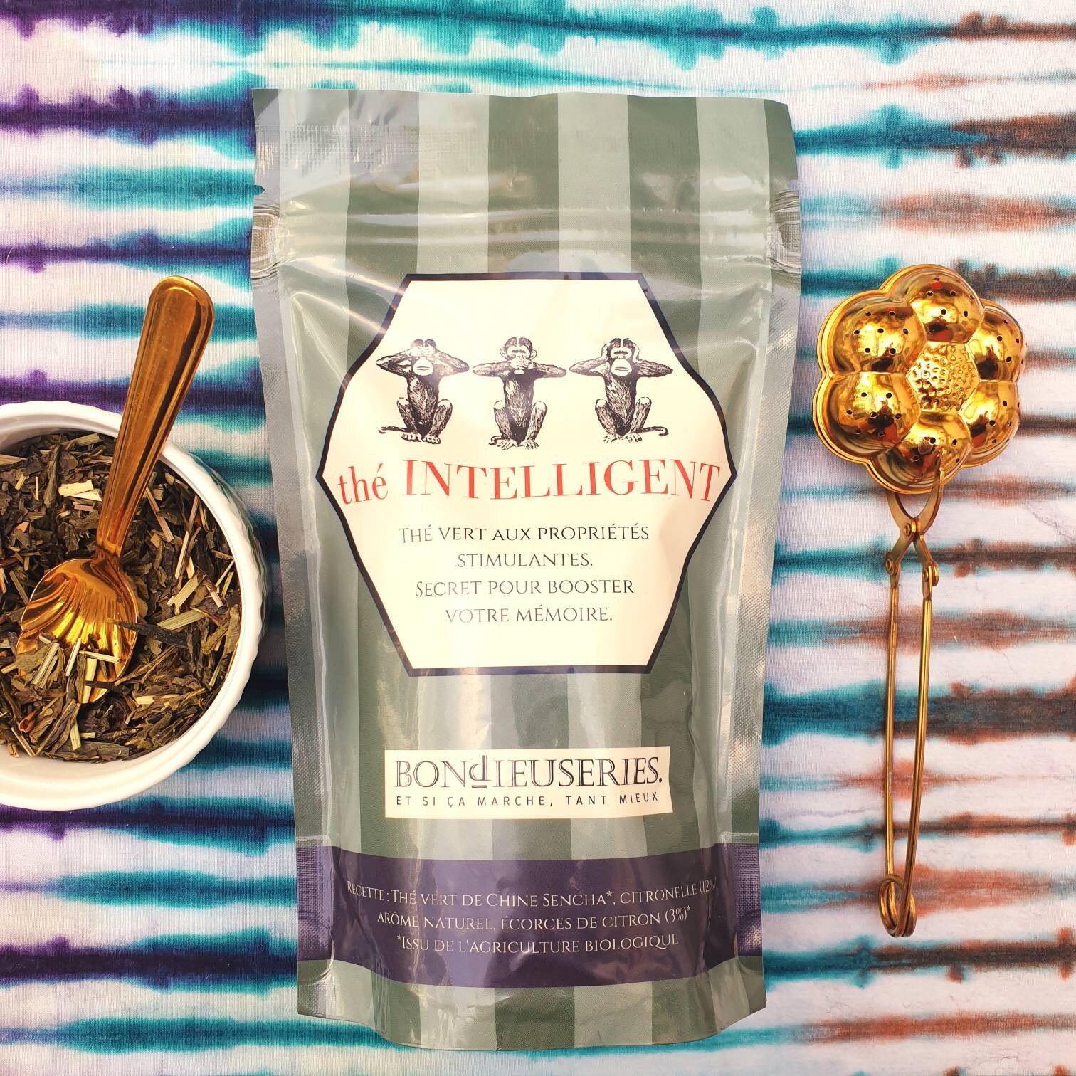 Sachet de Thé Vert Bio Intelligent. Composé Bio, Citronnelle, Citron , Notre à Obtenu Le Label Bio e