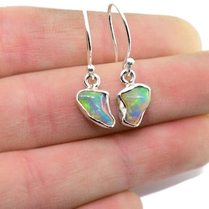 Rohe Opal Ohrringe Set in 925 Sterling Silber baumeln, australischer Opal Schmuck, Boho Ohrringe, Boho Ohrringe, handgemachte Ohrringe