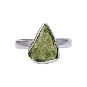 Handgemaakte sterlingzilveren moldavietring: Tsjechische meteorietsieraden