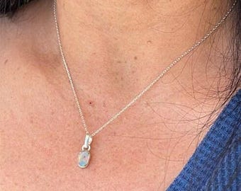 Raw Ethiopian Opal Pendant: 925 Sterling Silver Gemstone Jewelry