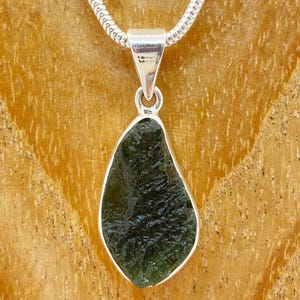 Genuine Moldavite Rough Pendant 100% Natural Certified Gemstone From Czech Republic 925 Sterling Silver Handmade Designer Jewelry