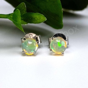 Opal Ohrringe Set in 925 Sterling Silber Ohrstecker, äthiopischer Opal Schmuck, Boho Ohrringe, Boho Ohrringe, handgemachte Ohrringe