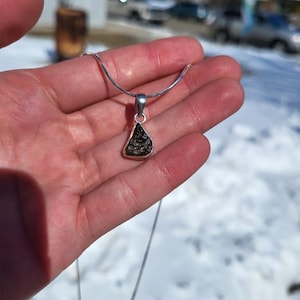Moldavite Sterling Silver Pendant: Raw Czech Tektite Gemstone Necklace