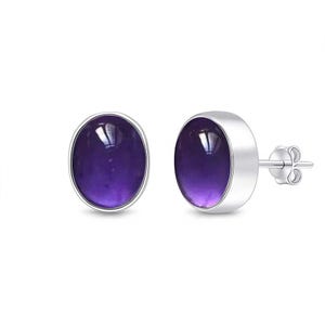 Amethyst Stud Earrings: 925 Sterling Silver, February Birthstone