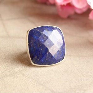Lapis Lazuli Ring, Handgemachter Ring, 92.5% Sterling Silber Ring, Lapis Silber Ring, 925 Massiv Sterling Silber Ring, Boho Ring, Ring für Frauen
