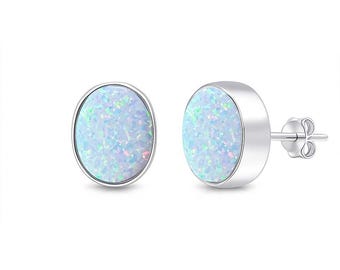Orecchini a bottone in argento sterling con opale etiope: gioielli boho fatti a mano