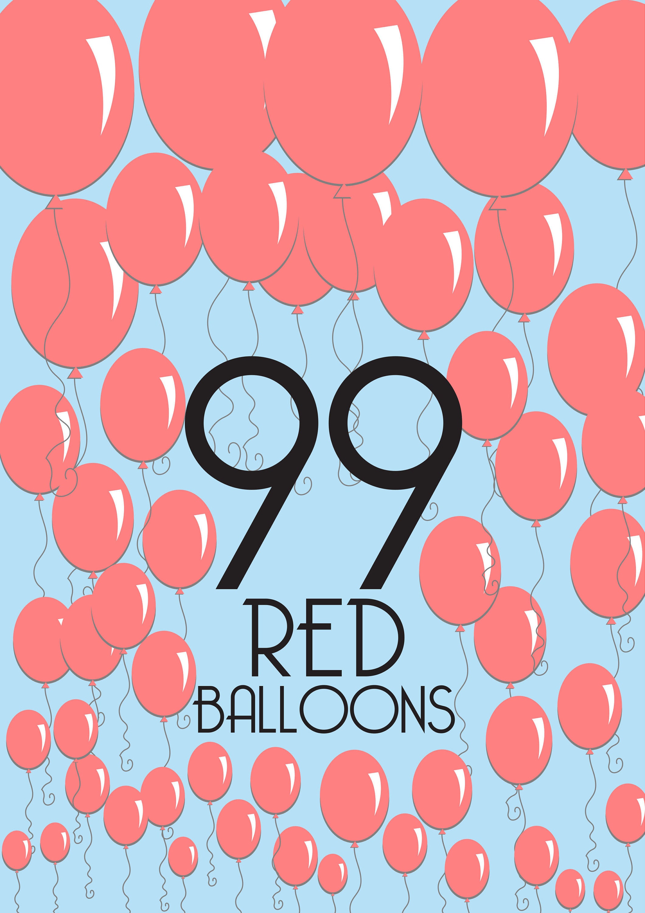 99 Red Ballons 99 Luftballons Poster Inspirational Printable Poster 