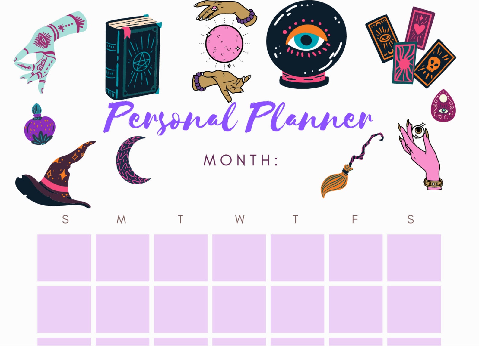 Witchy Monthly planner Printable | Etsy