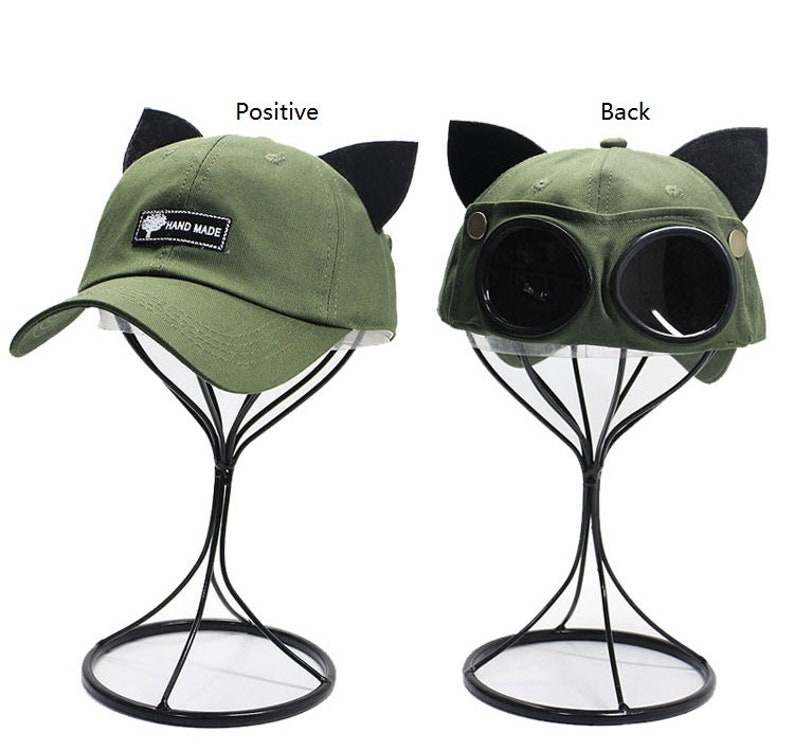 Retro aviator hat glasses cap cute baseball cap with cat ears Etsy